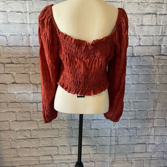 Gianni Bini - Brick Rylee Square Neck Long Sleeve Blouse XL NWT - Picture 4 of 5